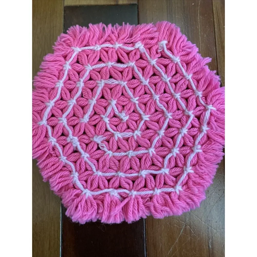 Vintage Crochet Potholders/ Hot‎ Pads + crochet bottle dress (?).
